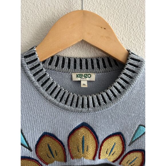 Kenzo Eye Detail Wool Blue Sweater Size M - Picture 8 of 9